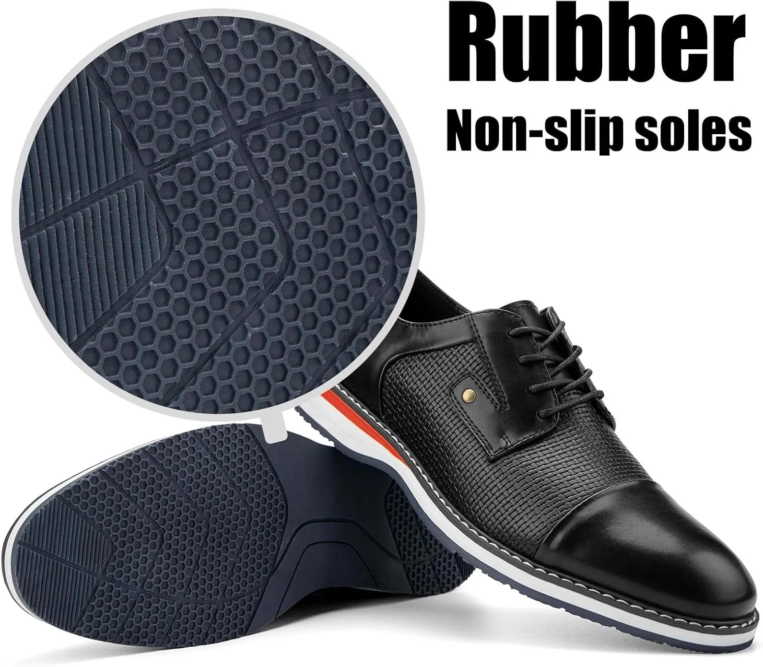 JITAI Men's Oxford Dress Shoes Lightweight Fashion Shoes with Wingtip Brogue & Lace-up Design