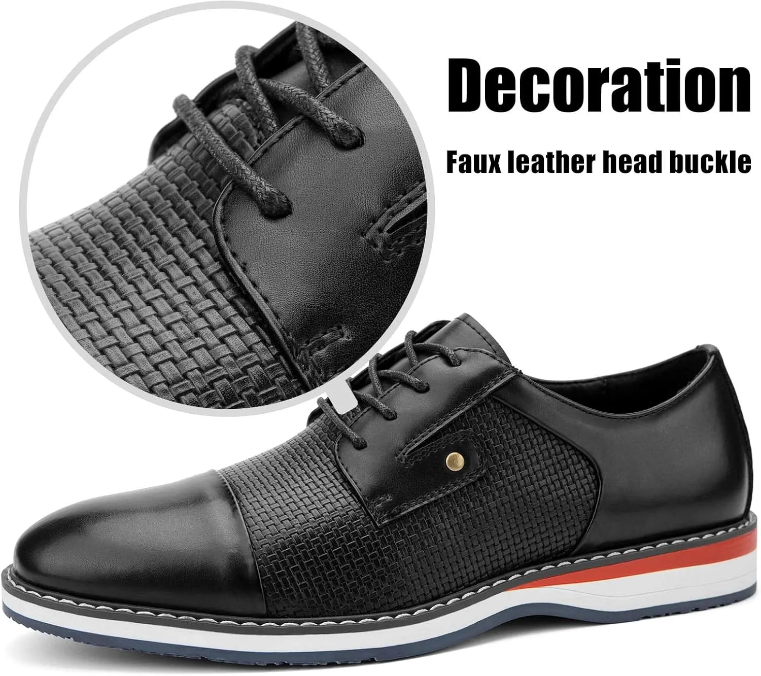 JITAI Men's Oxford Dress Shoes Lightweight Fashion Shoes with Wingtip Brogue & Lace-up Design