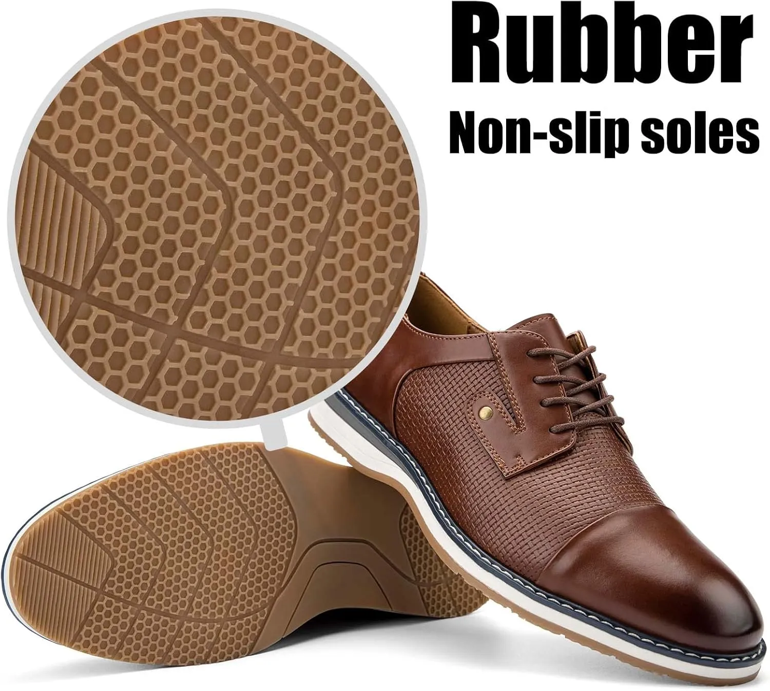 JITAI Men's Oxford Dress Shoes Lightweight Fashion Shoes with Wingtip Brogue & Lace-up Design