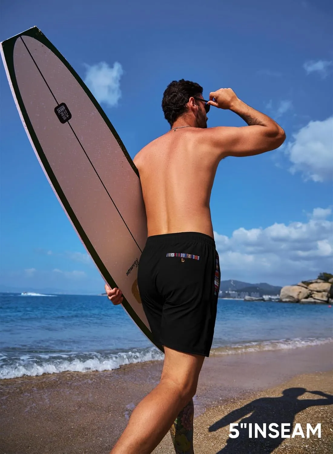 JMIERR Men's Casual Shorts 5"/ 7" Drawstring Summer Quick Dry Beach Stretch Waist Athletic Gym Short