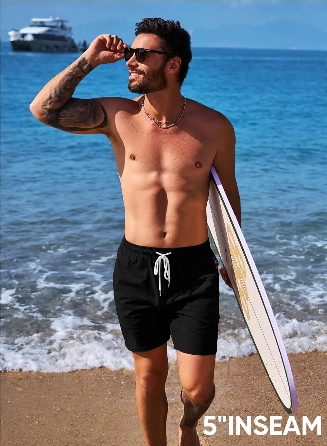 JMIERR Men's Casual Shorts 5"/ 7" Drawstring Summer Quick Dry Beach Stretch Waist Athletic Gym Short