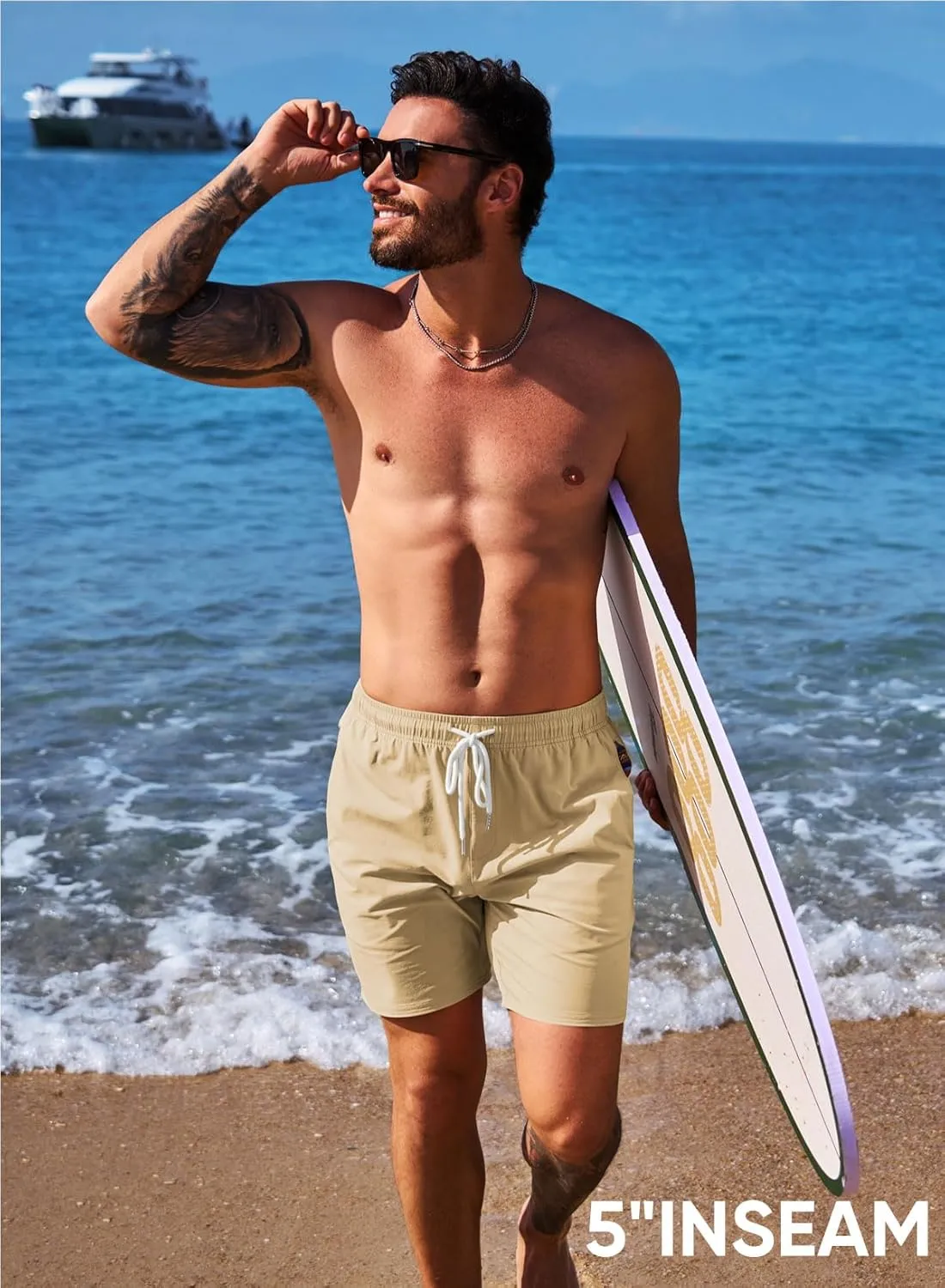 JMIERR Men's Casual Shorts 5"/ 7" Drawstring Summer Quick Dry Beach Stretch Waist Athletic Gym Short