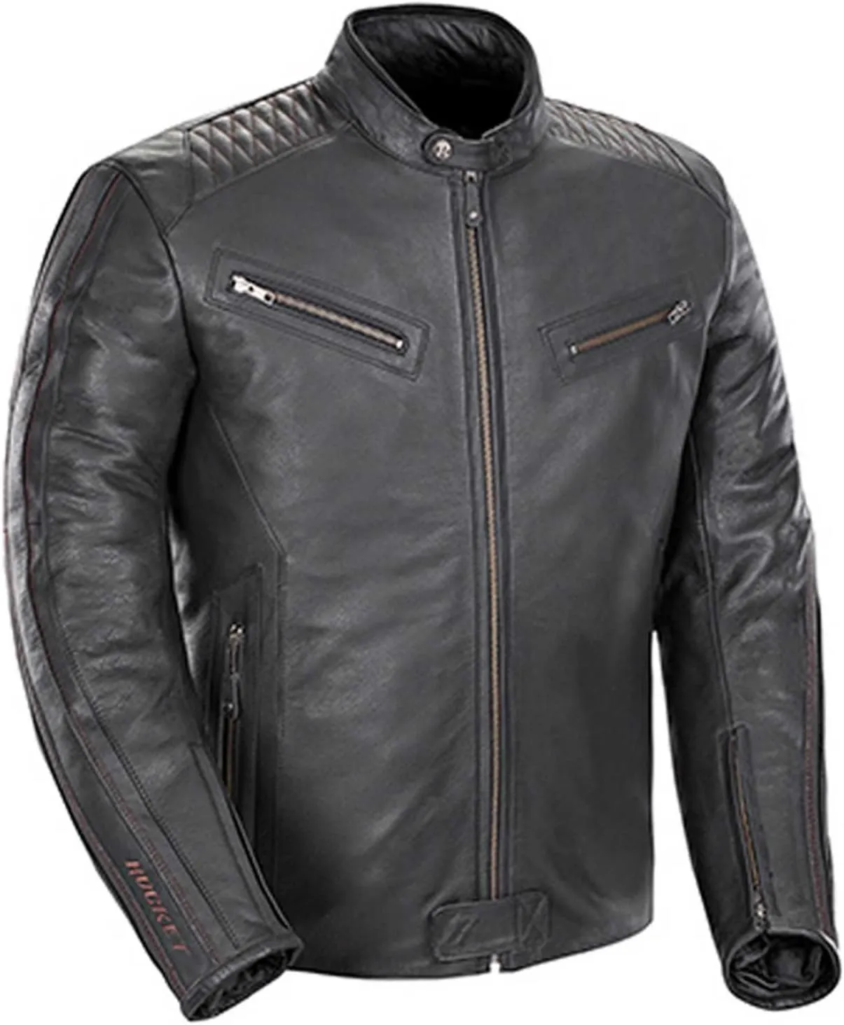 Joe Rocket Vintage Rocket Men's Leather Street Motorcycle Jacket - Black/Black / 2X-Large