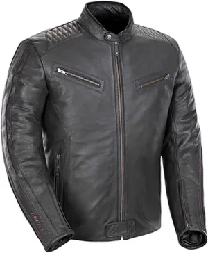 Joe Rocket Vintage Rocket Men's Leather Street Motorcycle Jacket - Black/Black / 2X-Large