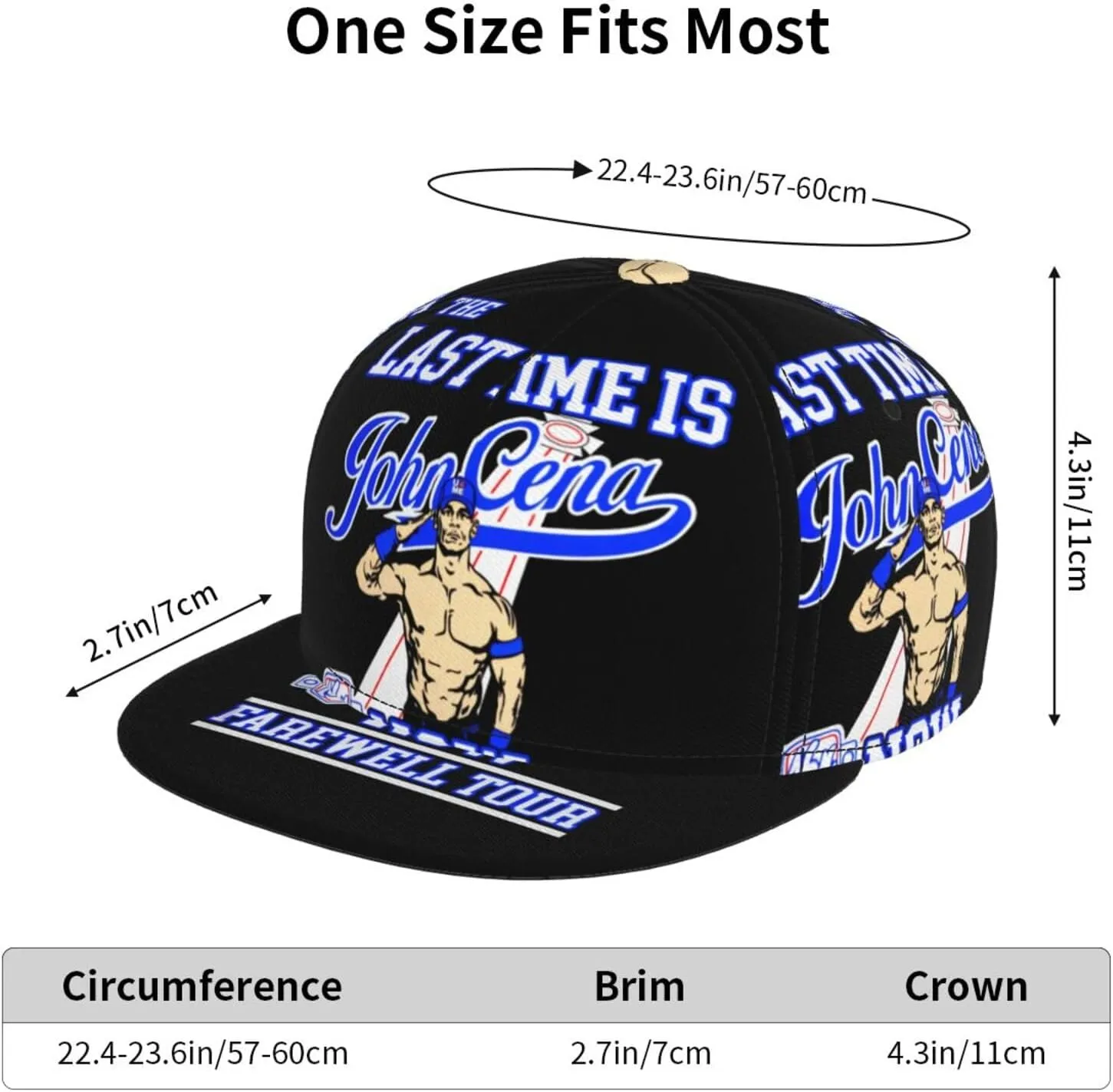 John Boxer Cena Hat Flat Brimmed Baseball Cap Dad Ball Hat Back Buckle Hip Hop Cap