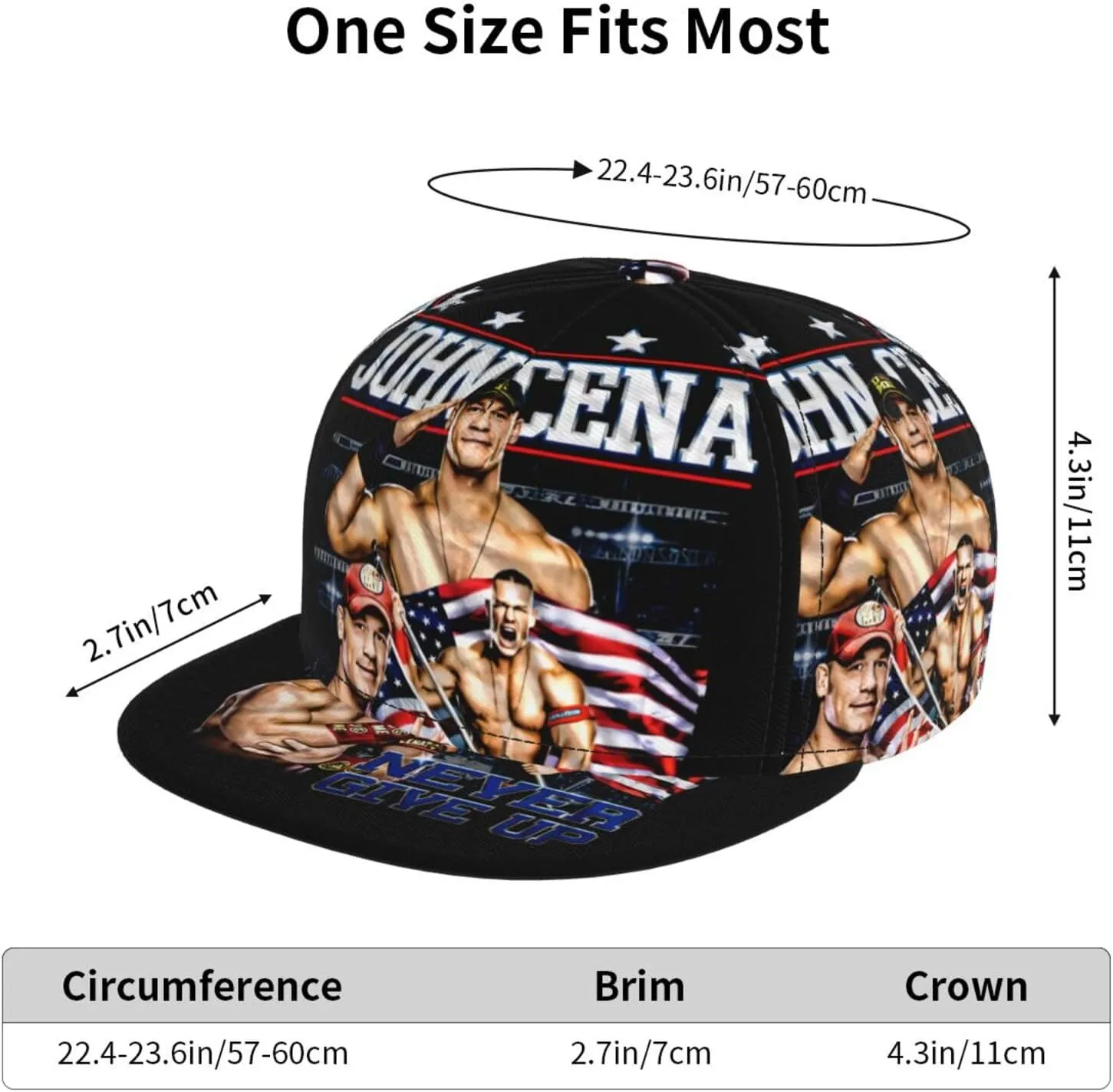 John Boxer Cena Hat Flat Brimmed Baseball Cap Dad Ball Hat Back Buckle Hip Hop Cap