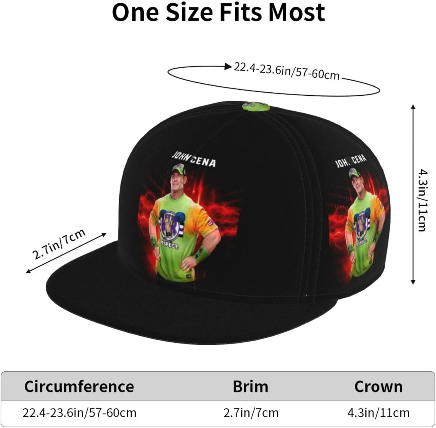 John Boxer Cena Hat Flat Brimmed Baseball Cap Dad Ball Hat Back Buckle Hip Hop Cap