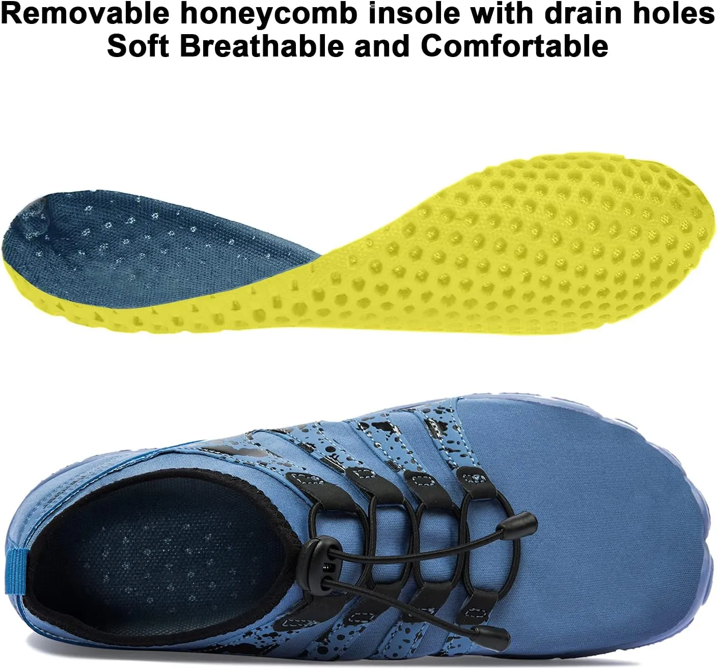 Josaywin Men's Water Shoes Barefoot Quick-Dry Sports Aqua Socks for Swim Diving Surf Pool Aqua Sports Beach Walking Wide Toe Shoes