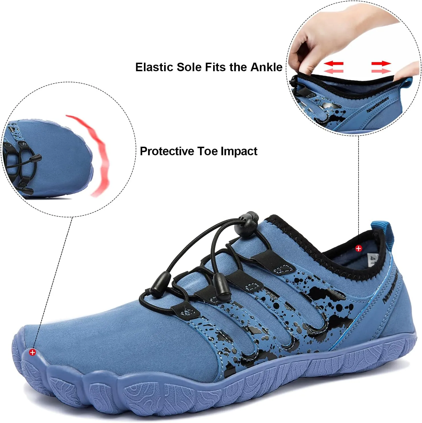 Josaywin Men's Water Shoes Barefoot Quick-Dry Sports Aqua Socks for Swim Diving Surf Pool Aqua Sports Beach Walking Wide Toe Shoes