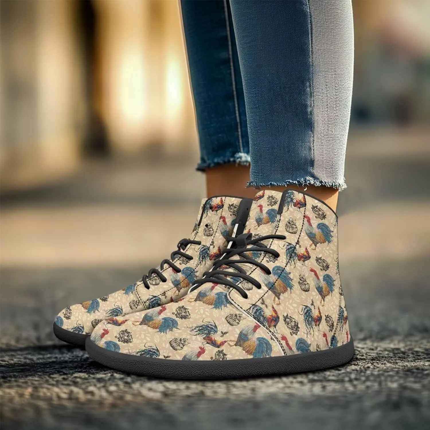 JoyLamoria Womens High Top Sneakers with Marble Painted Walking Tennis Shoes Lace up Leather Minimalist Shoes for Outdoor