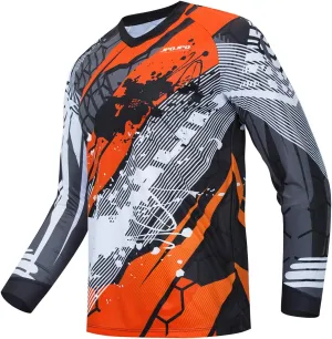 JPOJPO Men's Cycling Jersey MTB T Shirt Long Sleeve Youth Off-Road Motorcycle Jersey Bicycle Clothes Anti-UV