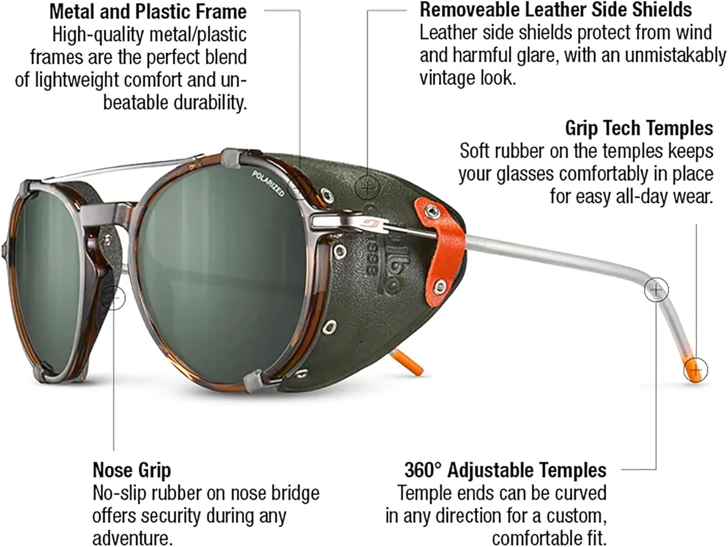 Julbo Legacy Mountaineering Glacier Photochromic Sunglasses w/Side Shields for Men and Women | Mountaineering & Lifestyle