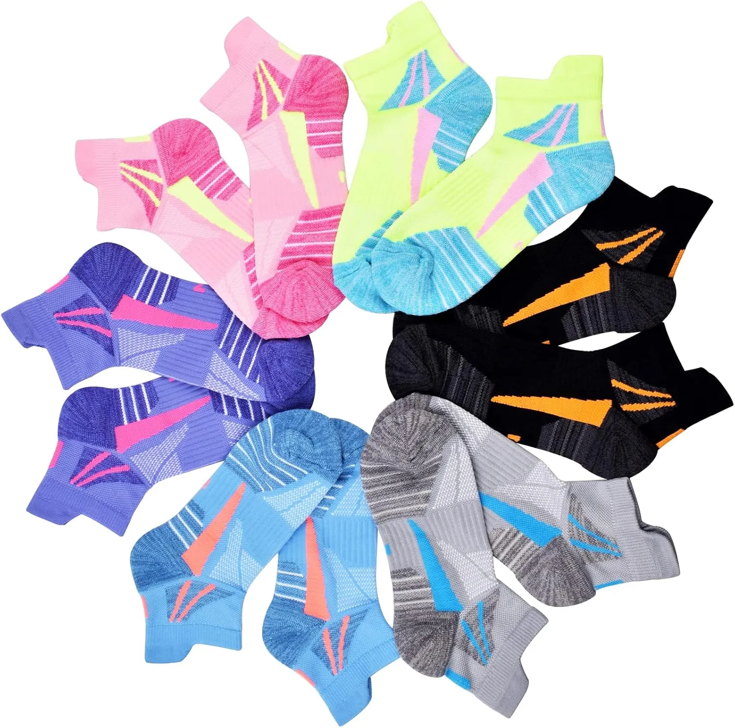 J.WMEET Womens Ankle Socks Athletic Cushioned Breathable Performance Sport Tab Cotton Quarter Women's Running Socks 6 Pack