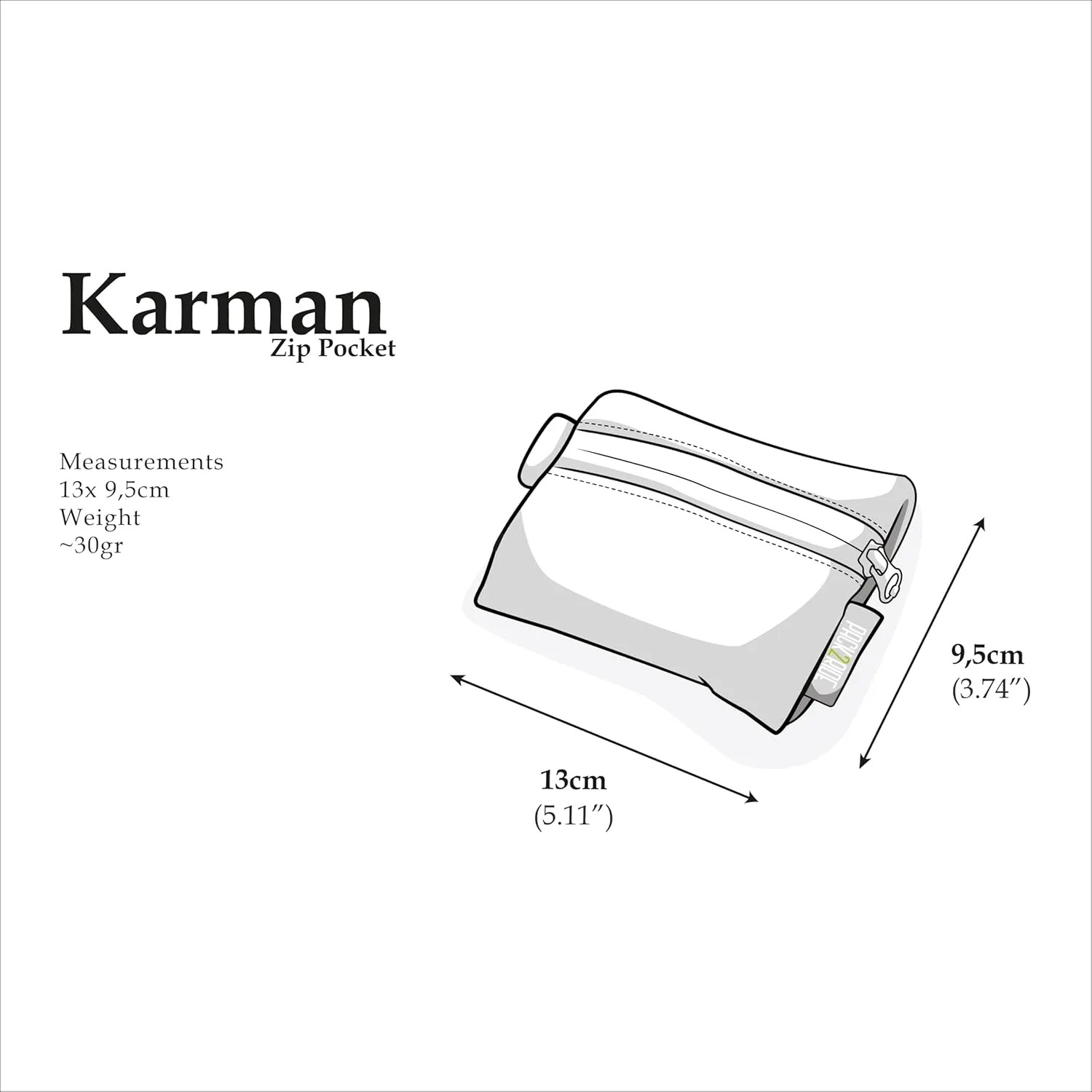 Karman Zipper Pouch - Lightweight, Flexible, Water and Abrasion Resistant Compact Zip Pouch Wallet for Women & Men, Multi-Purpose Holder for Cards, Cash, and Essentials