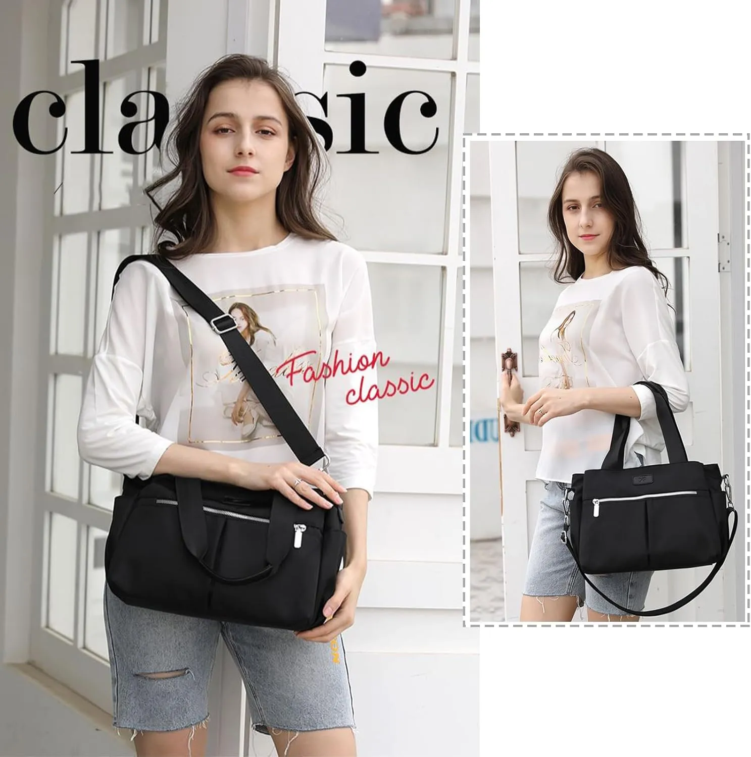 KARREALY Shoulder Bag for Women Crossbody Handbag Lightweight Waterproof Nylon Purses Travel Bag Ladies Tote Bag