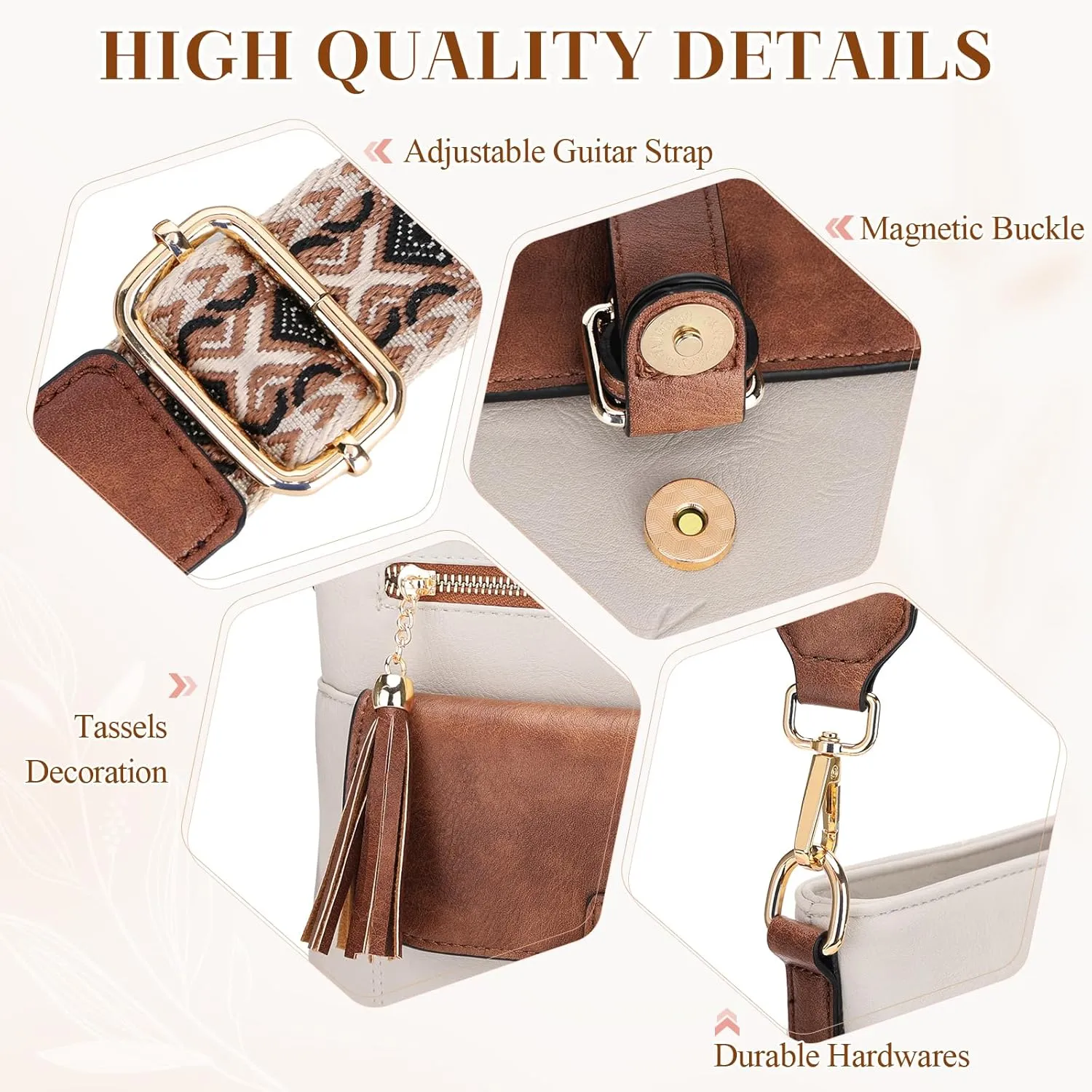 Kasqo Crossbody Bag for Women,Soft Vegan Leather Cross Body Purse Medium Shoulder Bag Handbags with Guitar Strap Tassel