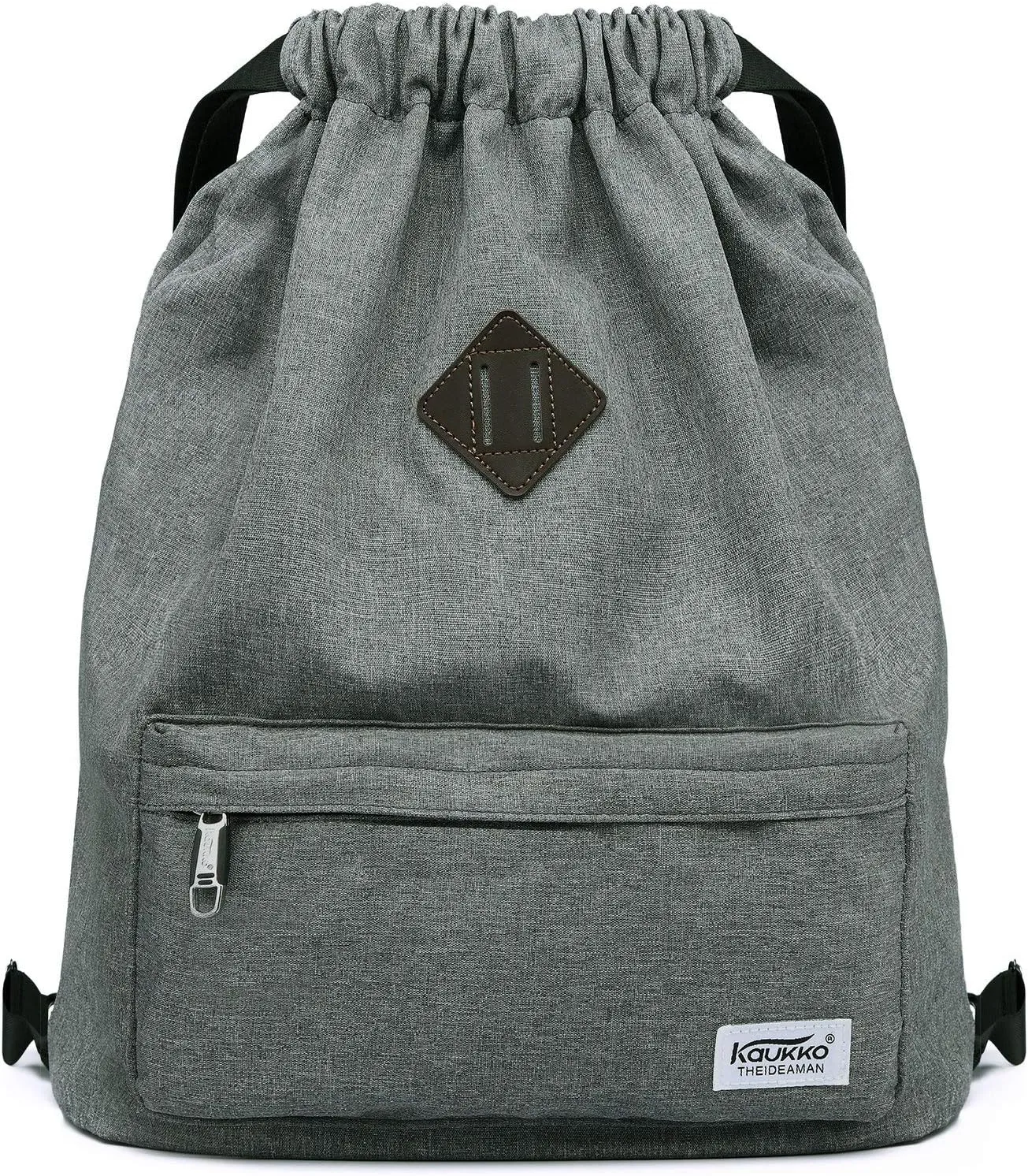 KAUKKO Drawstring Sports Backpack Gym Yoga Bag Shoulder Rucksack for Men and Women (1031-lightgrey)