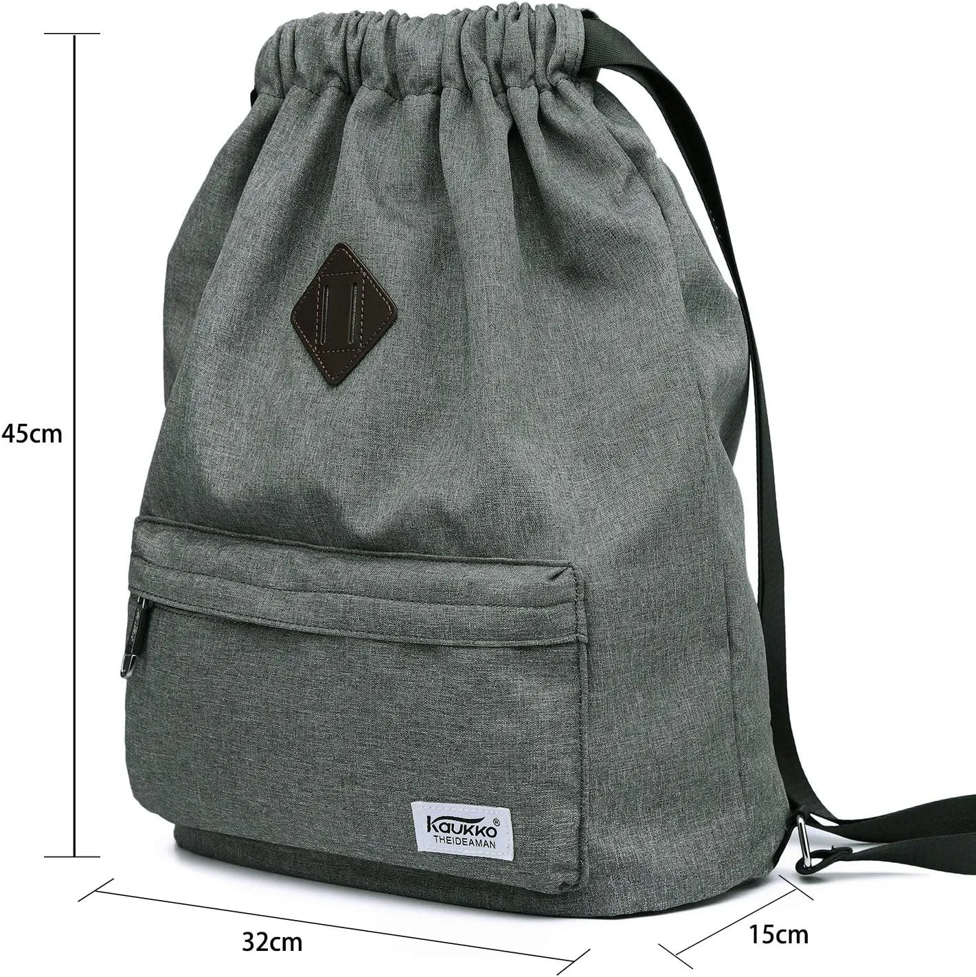 KAUKKO Drawstring Sports Backpack Gym Yoga Bag Shoulder Rucksack for Men and Women (1031-lightgrey)