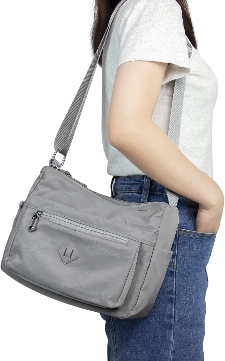 KAUKKO Women Crossbody Bag Handbag Lightweight Shoulder Purse Nylon Multi Pocket Crossbody Bag Ladies Travel Handbag