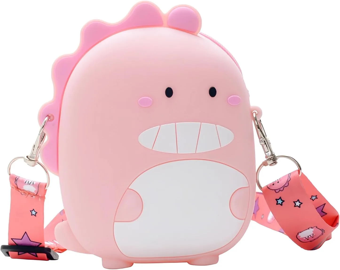 Kawaii Dinosaur Crossbody Bag with Adjustable Shoulder Strap, Cute Mini Anime Stuff Bags Coin Wallet Purse Shoulder Bag with Zipper Coin Pouch Money Bags for Women Birthday Gifts (Pink-Dinosaur)