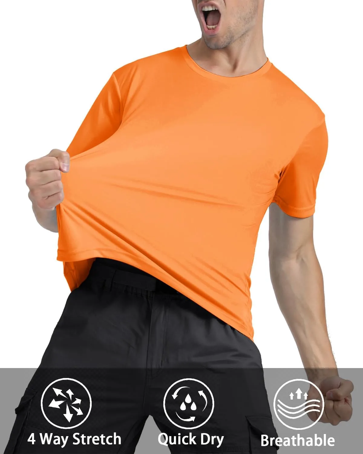 KEFITEVD Men's Short Sleeve UPF 50  Sun Protection Shirts Quick Dry Rashguard Swim Shirt SPF Workout Fishing Athletic T-Shirt