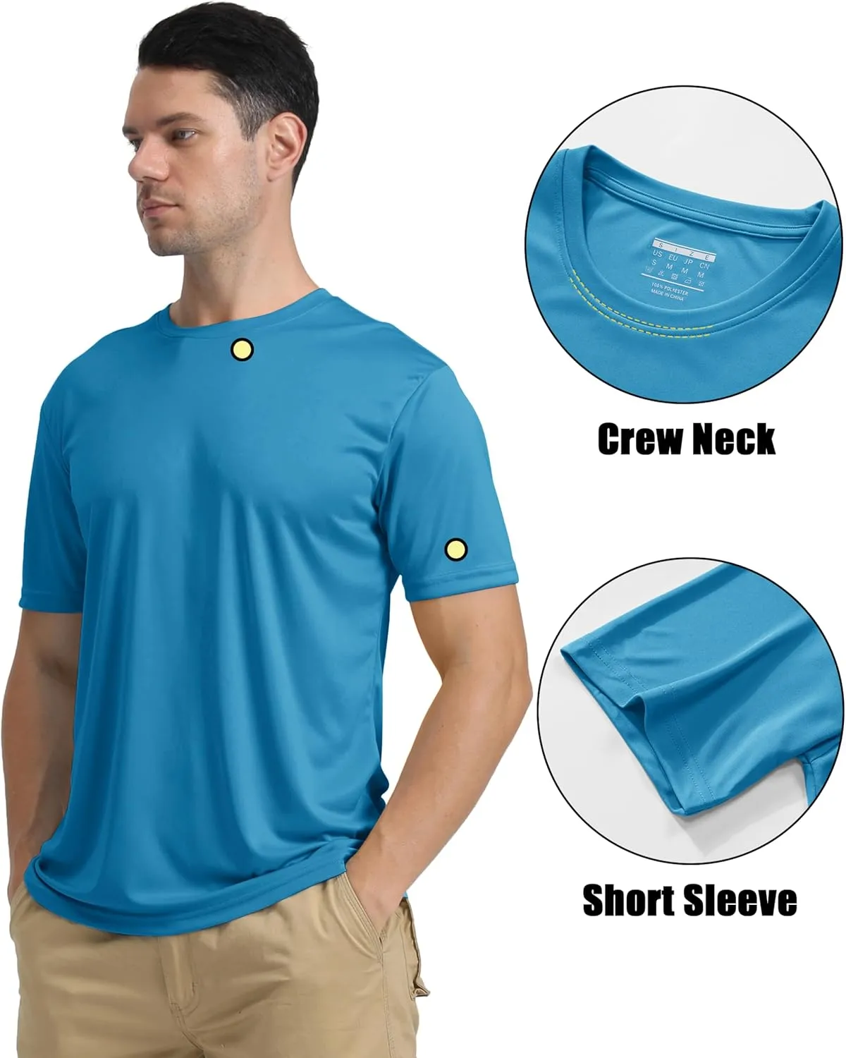 KEFITEVD Men's Short Sleeve UPF 50  Sun Protection Shirts Quick Dry Rashguard Swim Shirt SPF Workout Fishing Athletic T-Shirt