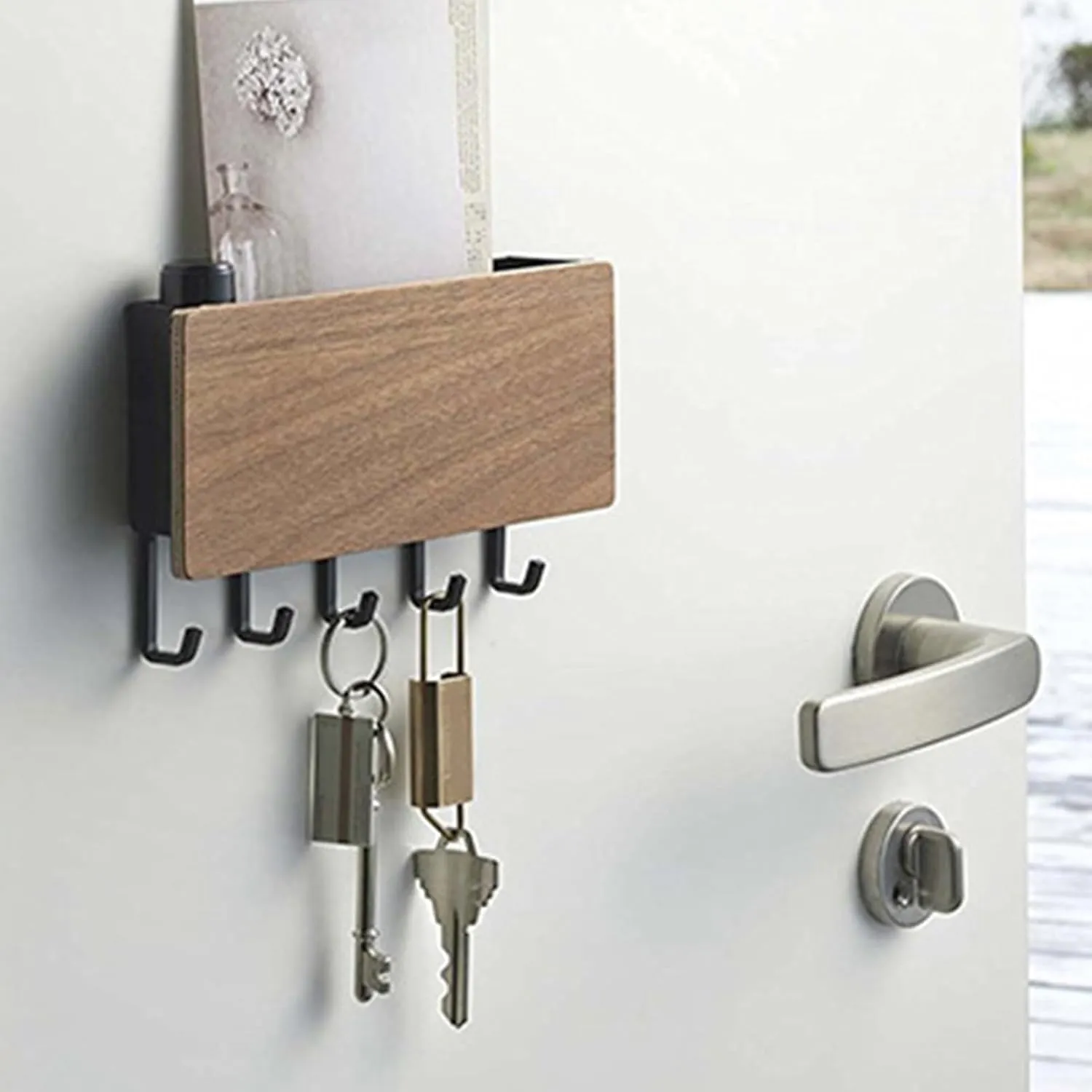 Key Holder Wall Mount, Hangers for Wall Decorative with 5 Key Hooks Wall Hooks Decorative Key Hanger Wooden Mail Rack Organizer with Shelf for Entryway Mudroom Hallway Office