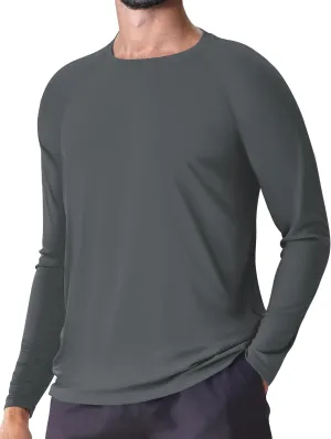 KINSWT Men's UPF 50  Rash Guard Long Sleeve Sun Protection Running Shirts Quick Dry Workout Fishing Swim T-Shirts