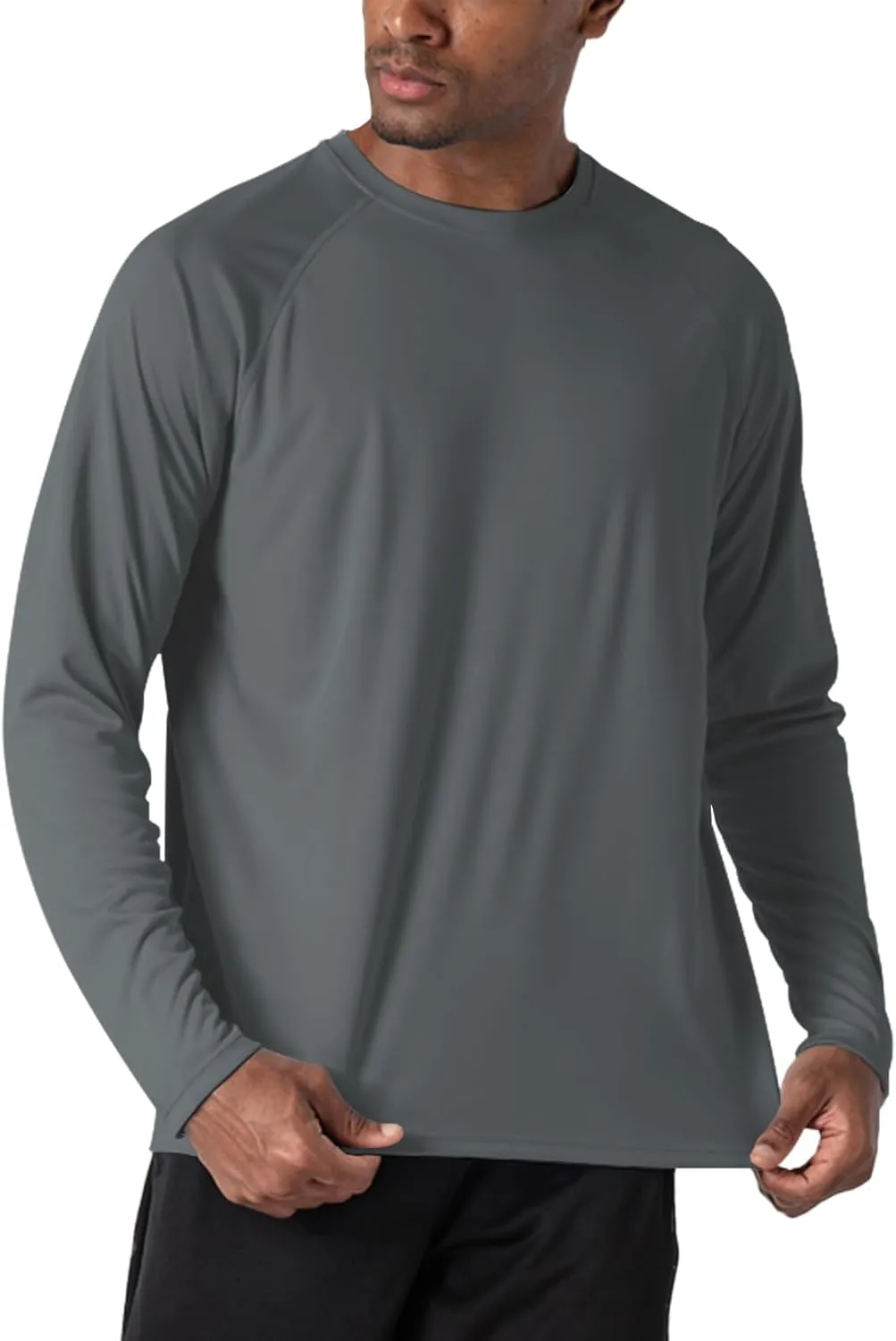 KINSWT Men's UPF 50  Rash Guard Long Sleeve Sun Protection Running Shirts Quick Dry Workout Fishing Swim T-Shirts