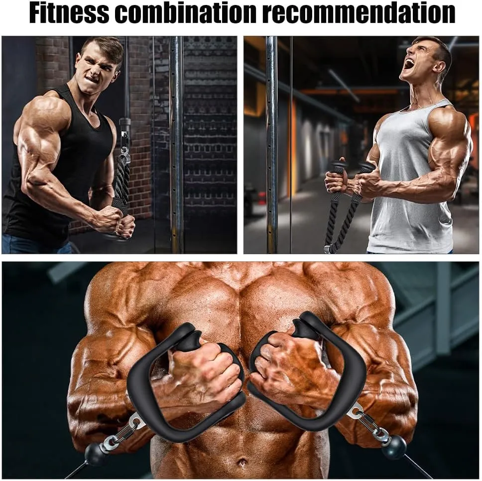 Kipika Cable Machine Attachment, Triceps LAT Pulldown Attachments, Home Gym Workout Accessories Heavy Duty Cable Machine Accessories Triceps Rope D Row Handle LAT Pull Down Bar Straight Bar Exercise