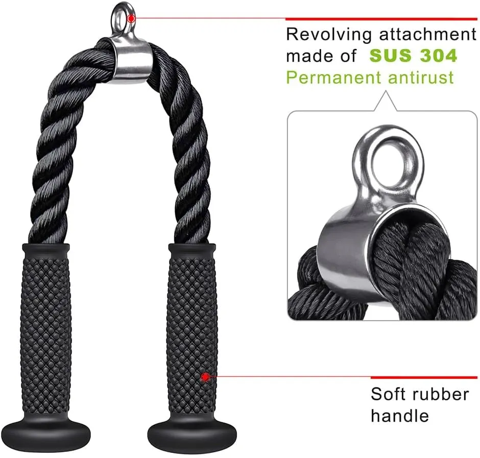 Kipika Cable Machine Attachment, Triceps LAT Pulldown Attachments, Home Gym Workout Accessories Heavy Duty Cable Machine Accessories Triceps Rope D Row Handle LAT Pull Down Bar Straight Bar Exercise