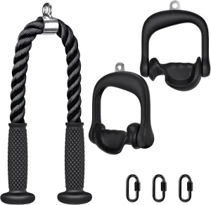 Kipika Cable Machine Attachment, Triceps LAT Pulldown Attachments, Home Gym Workout Accessories Heavy Duty Cable Machine Accessories Triceps Rope D Row Handle LAT Pull Down Bar Straight Bar Exercise