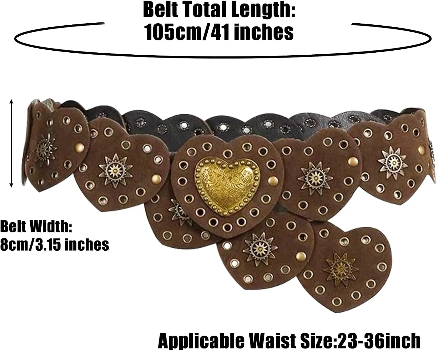 KJMYYXGS Chunky Belts for Women Western Style, Boho Wide Disc Concho Leather Waist Belt Vintage Country Circle y2k Belt