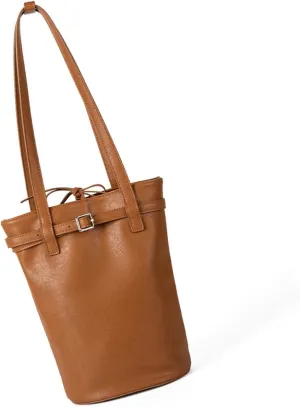 Korean Styles Large Capacity Bucket Bag with Vintage Design PU Leather Handbag for Women Handheld Or Shoulder Use