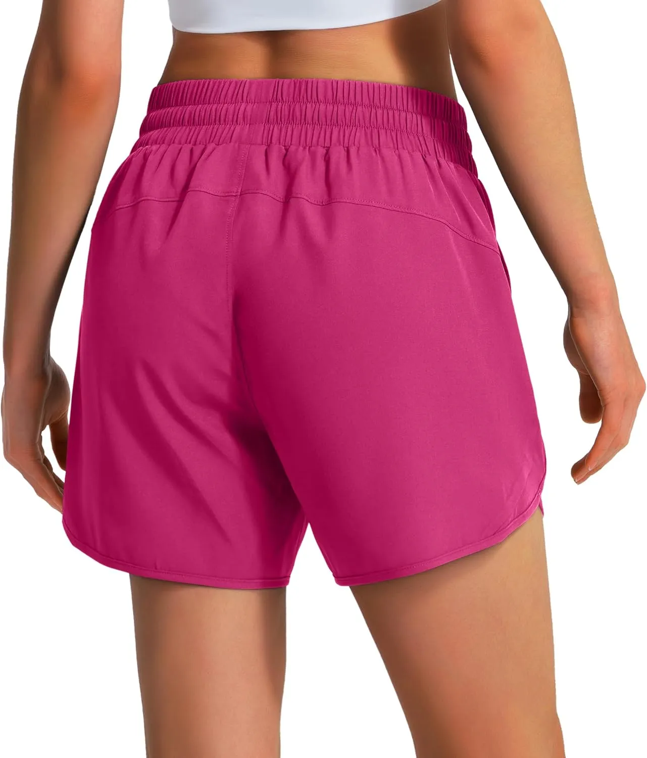 Ksmien Women's 5" Athletic Running Shorts Quick Dry Lightweight Workout Gym Shorts with Zipper Pockets UPF 50 