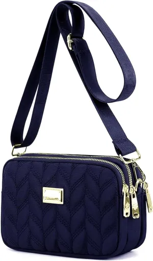 Ladies Girls Crossbody Bag Multi-Pocket Shoulder Bag Waterproof Nylon Handbag Small Cellphone Purse Wallet for Women