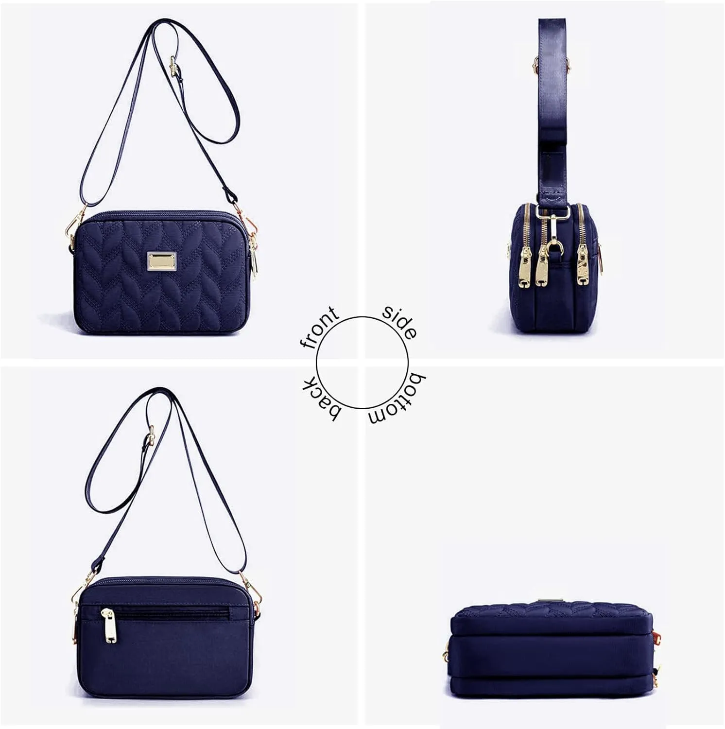 Ladies Girls Crossbody Bag Multi-Pocket Shoulder Bag Waterproof Nylon Handbag Small Cellphone Purse Wallet for Women