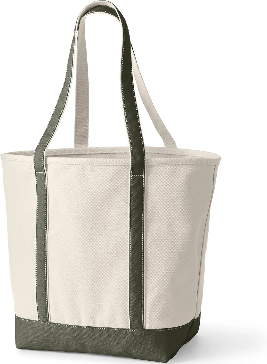 Lands' End Open Top Long Handle Canvas Tote Bag