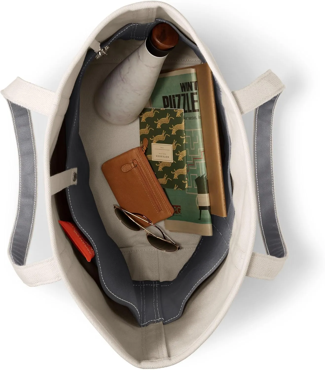 Lands' End Open Top Long Handle Canvas Tote Bag