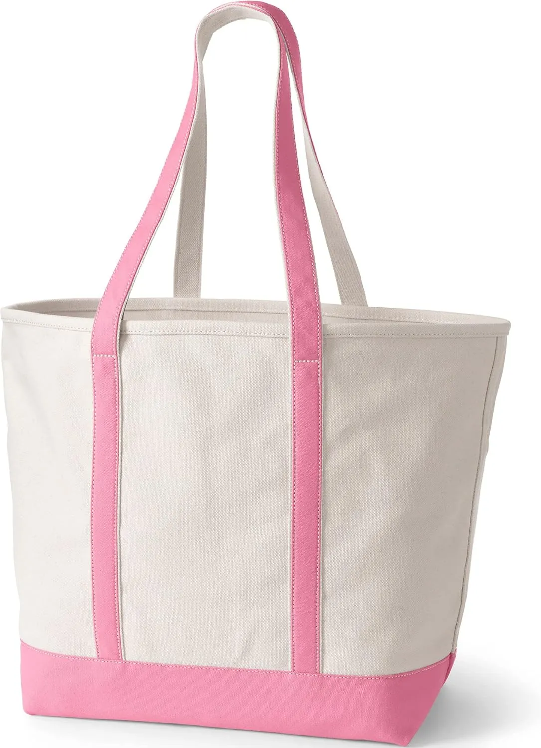 Lands' End Open Top Long Handle Canvas Tote Bag