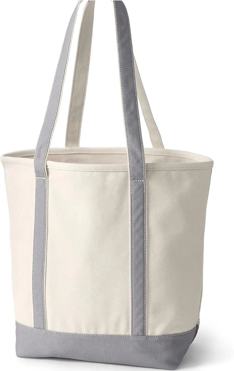 Lands' End Open Top Long Handle Canvas Tote Bag