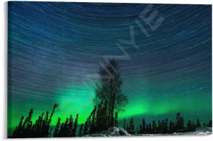 Landscape Aurora1 in Alaska Scenic Spots Poster (1) Canvas for Bedroom Living Room Decor 18x12inch(45x30cm) Frame-style