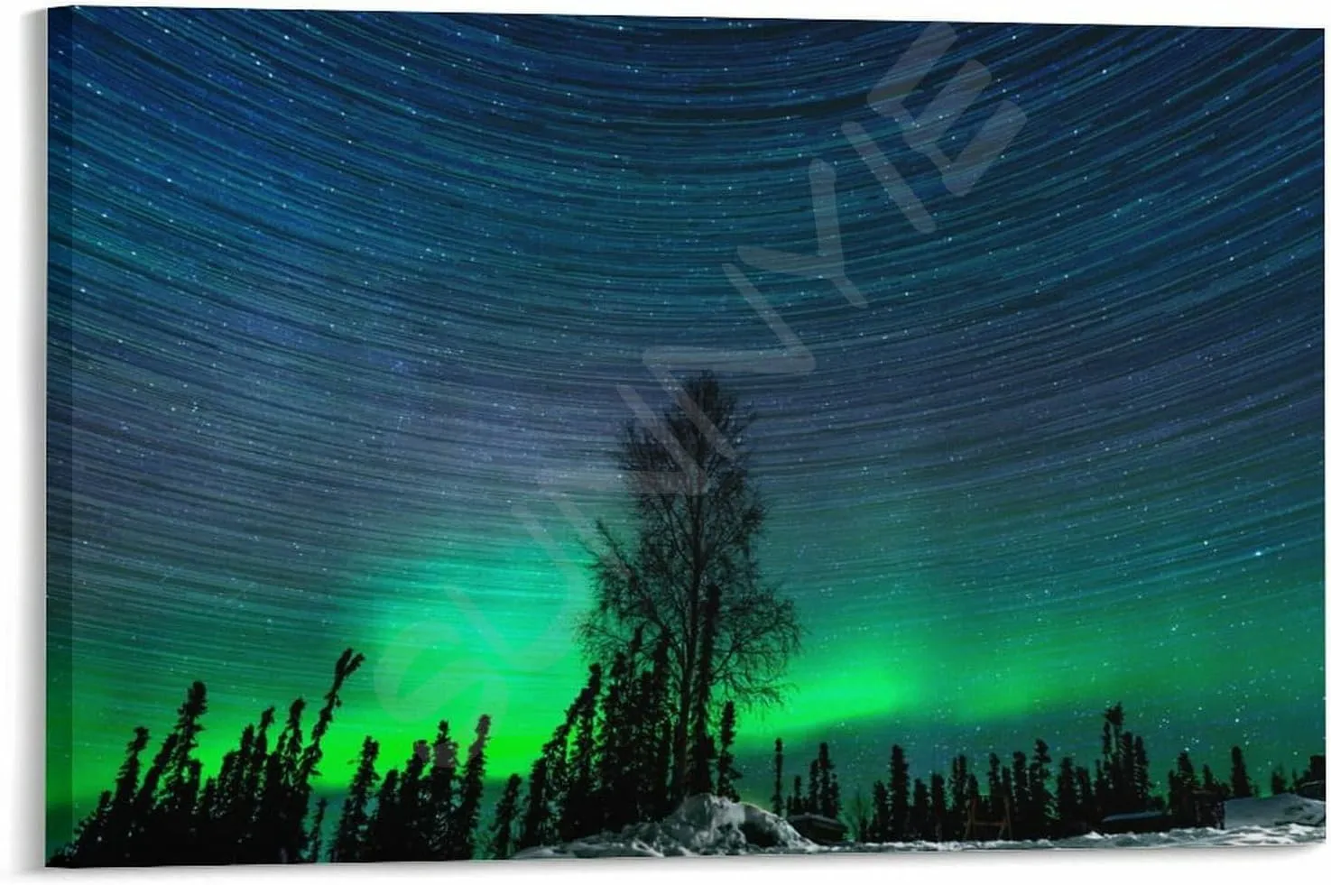 Landscape Aurora1 in Alaska Scenic Spots Poster (1) Canvas for Bedroom Living Room Decor 18x12inch(45x30cm) Frame-style