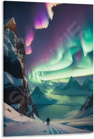 Landscape Aurora1 in Alaska Scenic Spots Poster (4) Canvas for Bedroom Living Room Decor 24x36inch(60x90cm) Frame-style