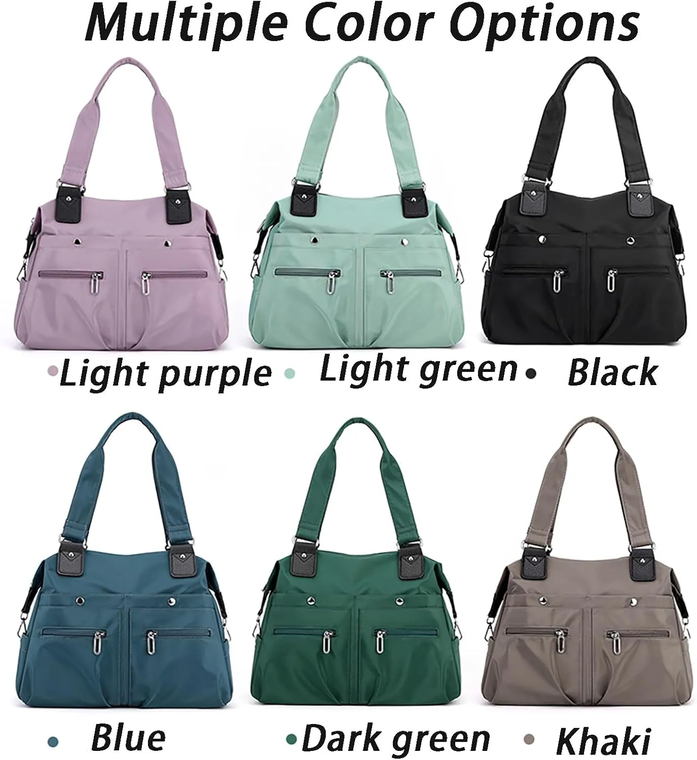 Langrents Large Capacity Waterproof Multi Pocket Shoulder Bag Crossbody Travel Messenger Bag Casual Nylon Bag for Women
