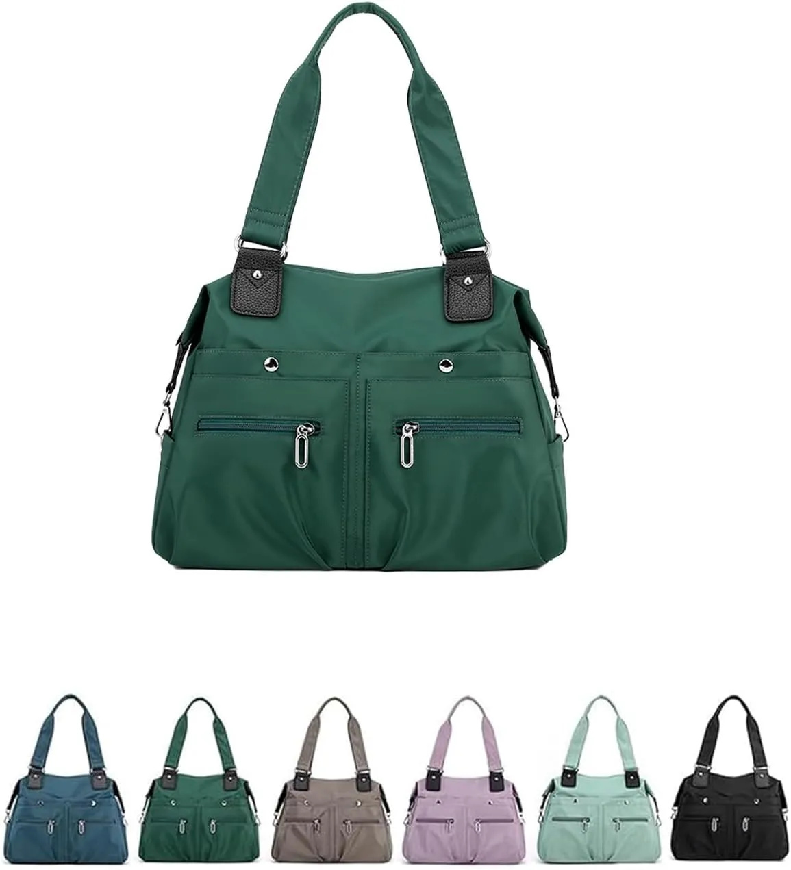 Langrents Large Capacity Waterproof Multi Pocket Shoulder Bag, Crossbody Travel Messenger Bag, Nylon Shoulder Tote Bag