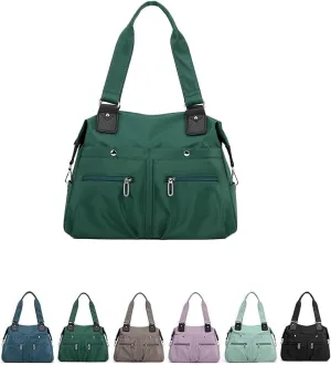 Langrents Large Capacity Waterproof Multi Pocket Shoulder Bag, Crossbody Travel Messenger Bag, Nylon Shoulder Tote Bag