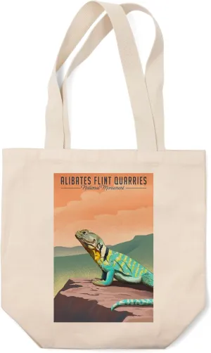 Lantern Press Alibates Flint Quarries National Monument, Texas, Collared Lizard Litho (100% Cotton Canvas Reusable Tote Bag)
