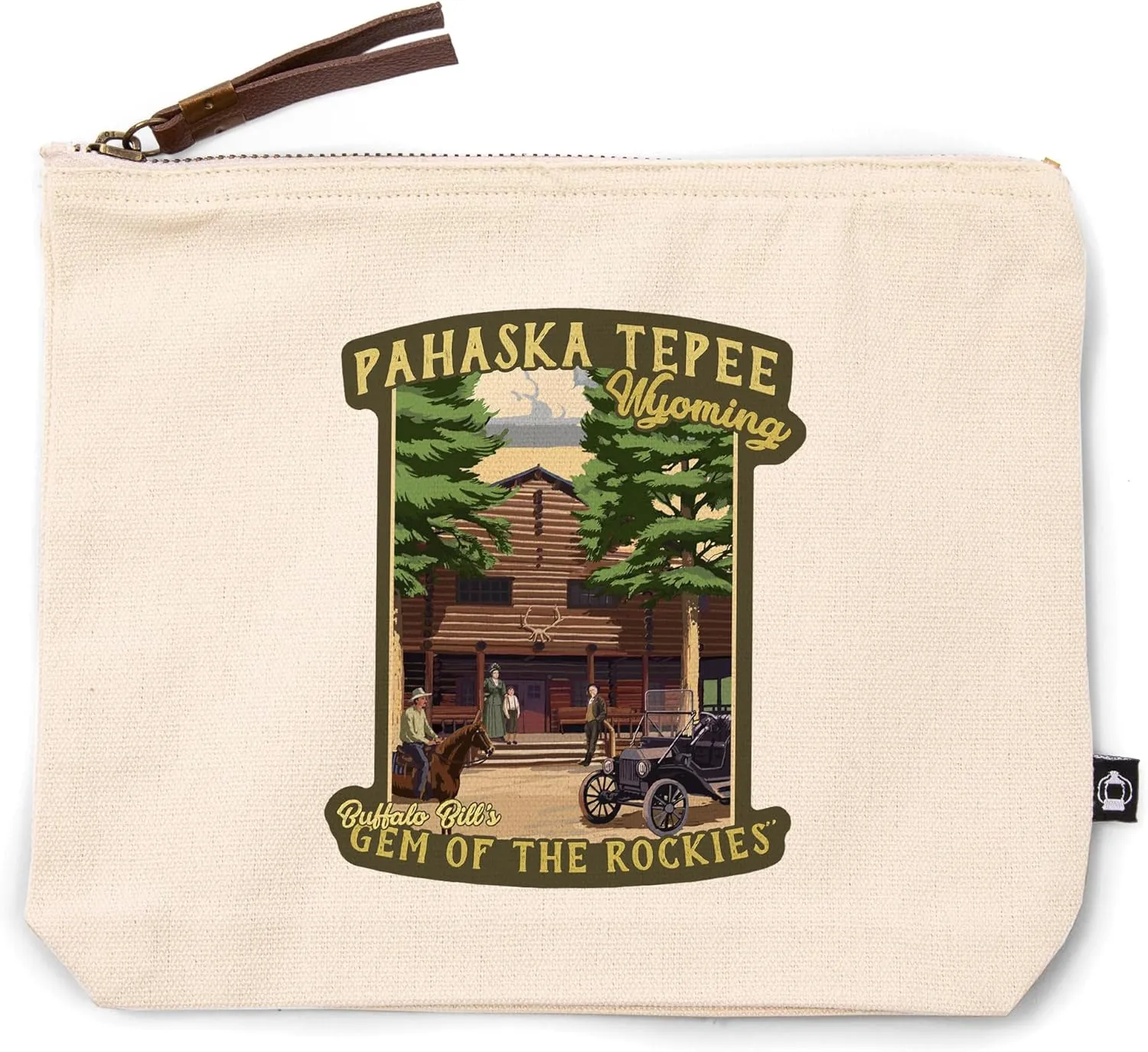 Lantern Press Cody, Wyoming, Pahaska Tepee, Vintage Cabin Scene, 100% Cotton Zipper Pouch, Travel Accessory, Go Bag