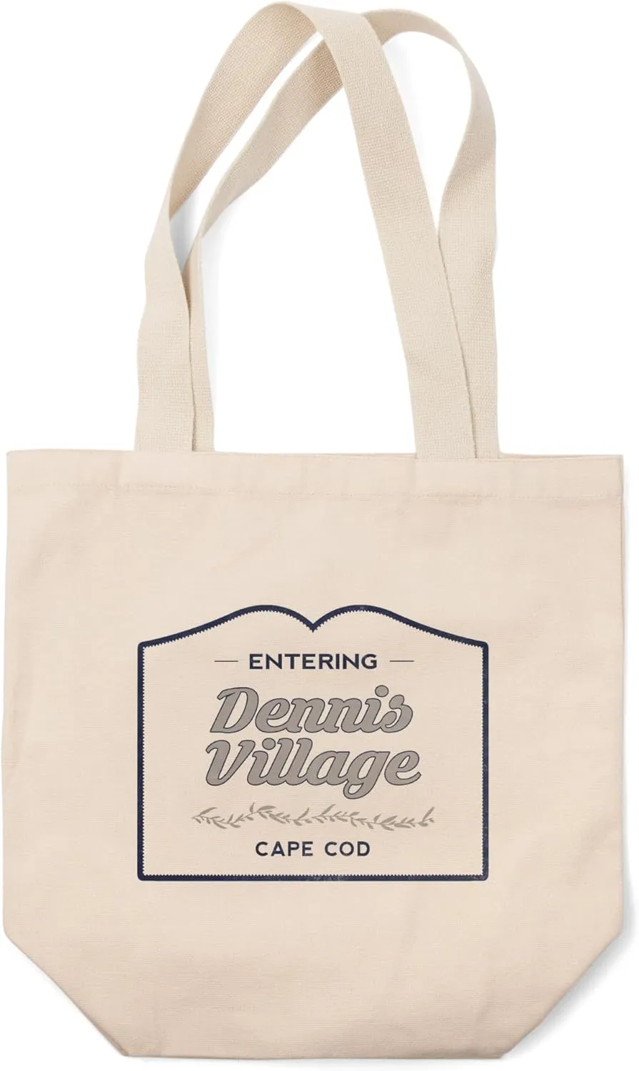 Lantern Press Dennis Village, Cape Cod, Massachusetts, Now Entering (Blue) (100% Cotton Canvas Reusable Tote Bag)